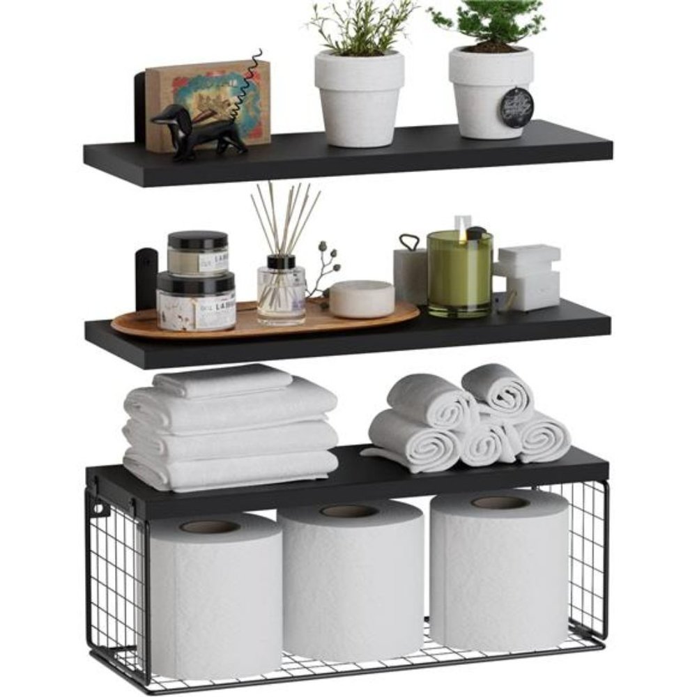 Floating Shelves Wall Mounted, Rustic Wood Bathroom Shelves Over Toilet